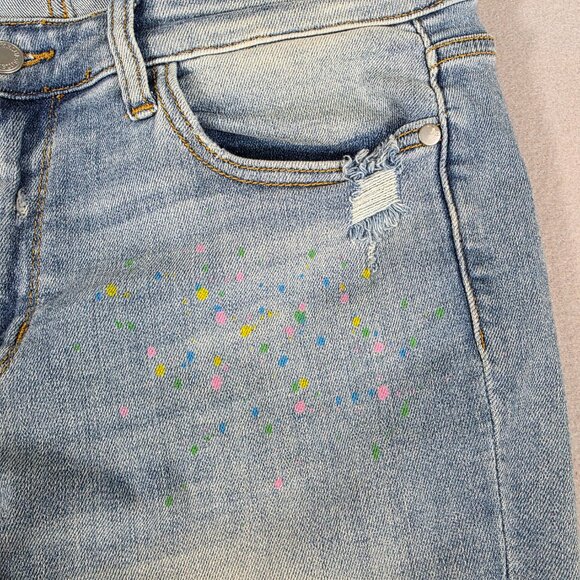 Judy Blue Jeans Womens 13/31 Blue Denim Boyfriend Fit Distressed Stretch - Picture 7 of 16